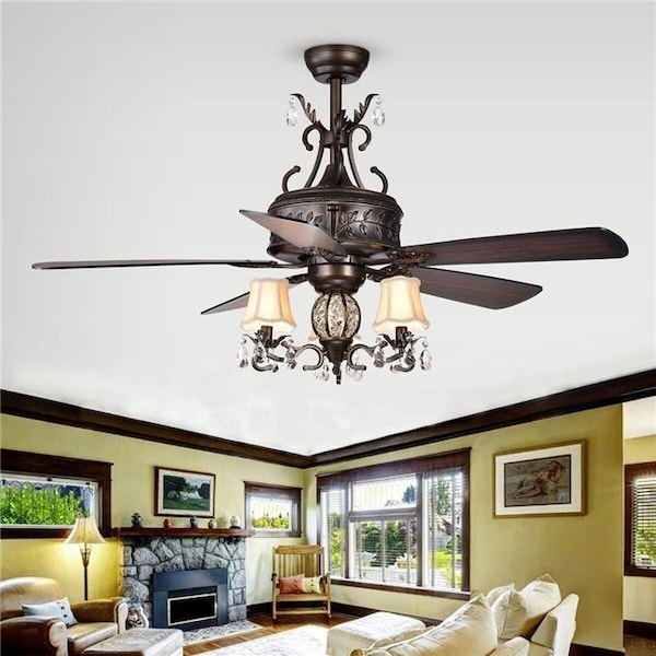 Warehouse of Tiffany CFL-8211REMO-AB 52 in. Firtha Indoor Remote Controlled  Ceiling Fan with Light Kit; Bronze